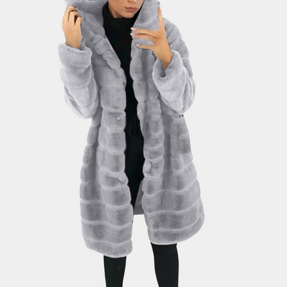 Wintermantel Weich Fleece Kapuze Damen