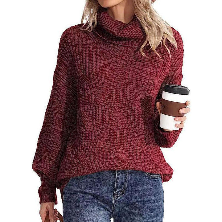 Damen Winterpullover Kabelstrick Rollkragen