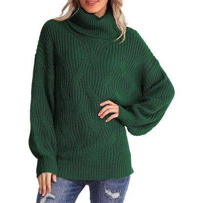 Damen Winterpullover Kabelstrick Rollkragen