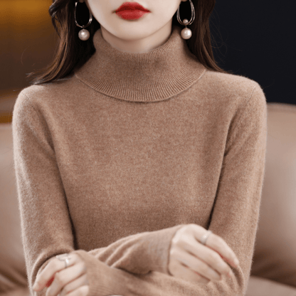Damen Strickpullover Klassisch Warm Rollkragen