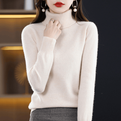 Damen Strickpullover Klassisch Warm Rollkragen