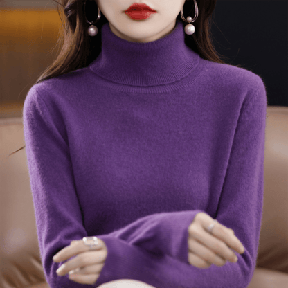 Damen Strickpullover Klassisch Warm Rollkragen