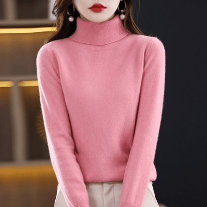 Damen Strickpullover Klassisch Warm Rollkragen
