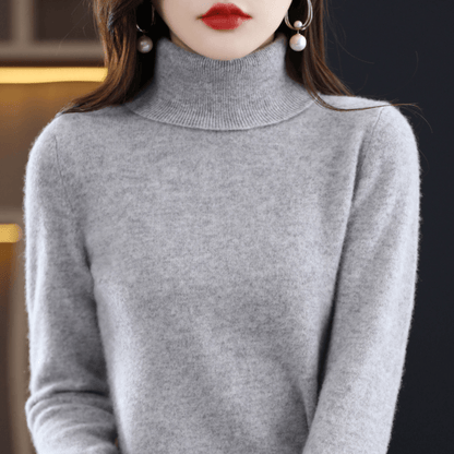 Damen Strickpullover Klassisch Warm Rollkragen
