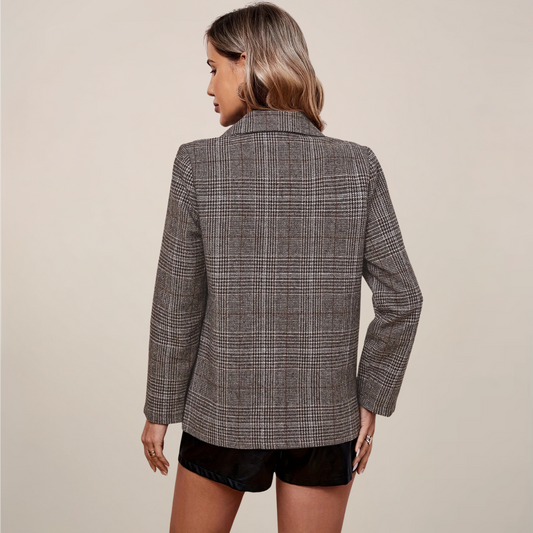 Klassischer Karo Blazer Lang - IdealeKleiden