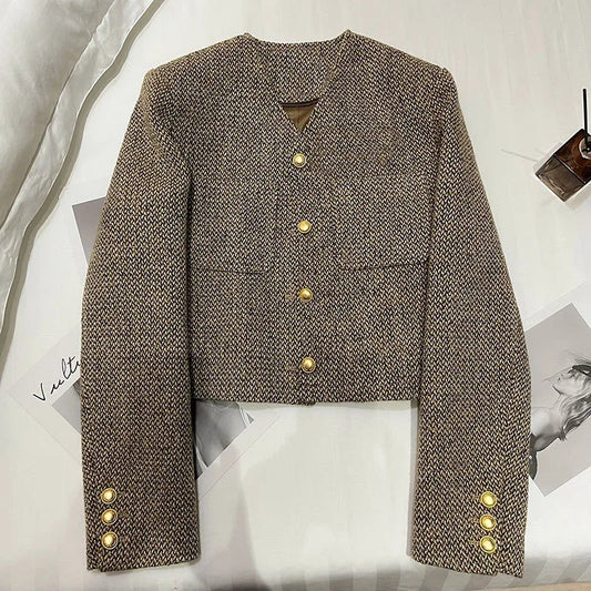Eleganter Blazer Damen - Taillierte Jacke Goldknöpfe - IdealeKleiden