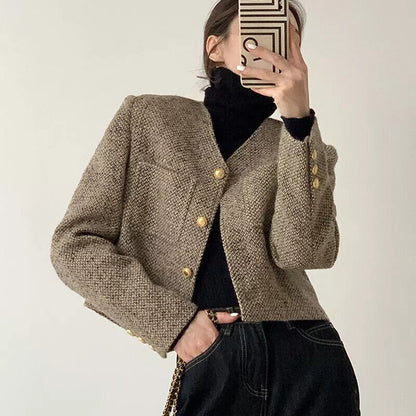 Eleganter Blazer Damen - Taillierte Jacke Goldknöpfe