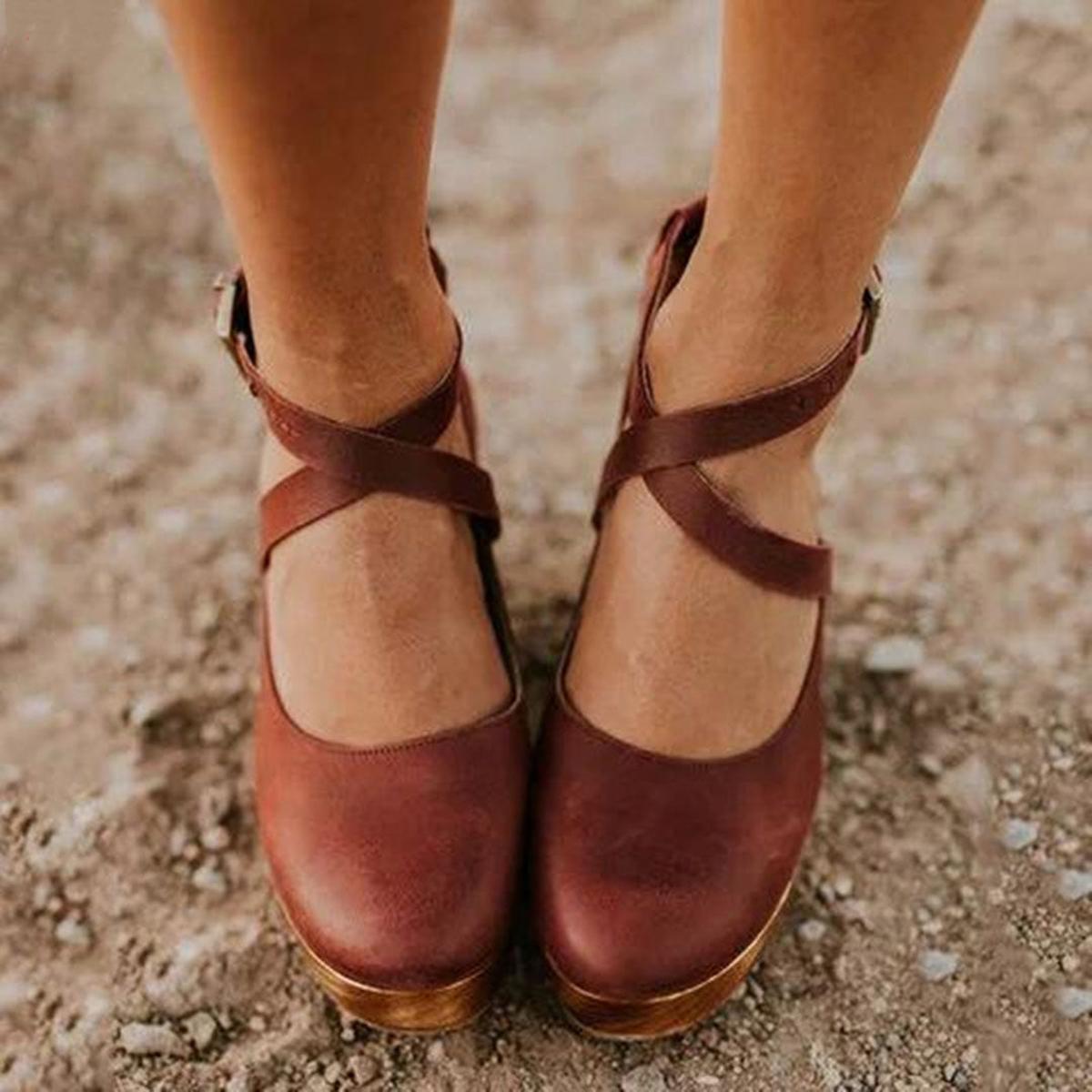 Damen Keilabsatz Schuhe Mit Knöchelriemen