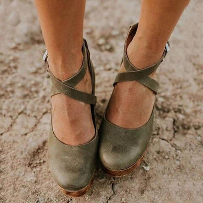Damen Keilabsatz Schuhe Mit Knöchelriemen