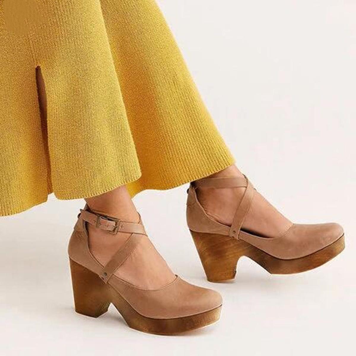 Damen Keilabsatz Schuhe Mit Knöchelriemen