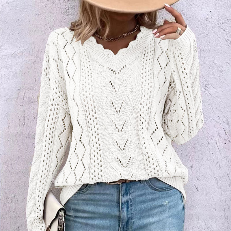 Damen Pullover Herbst Warm V-Ausschnitt - IdealeKleiden