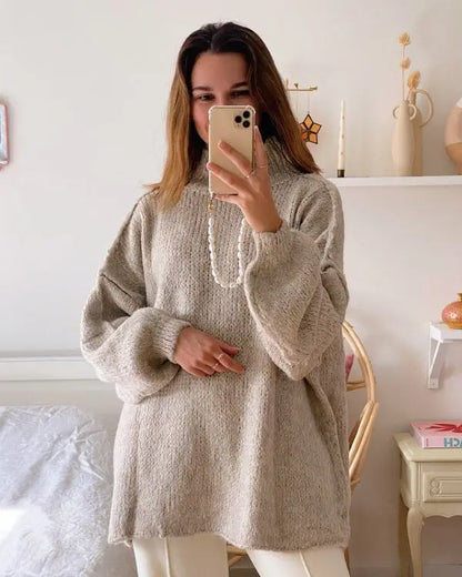Damen Oversized Strickpullover Winterwarm