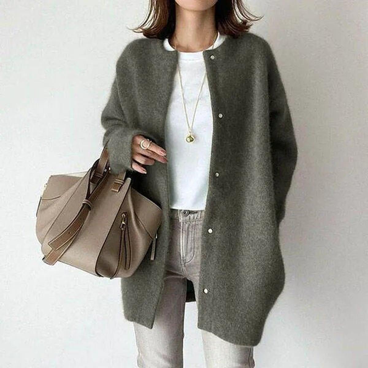 Damen Strickjacke Lässig Oversized mit Knöpfen