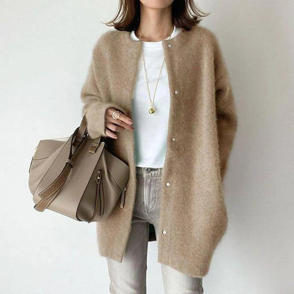 Damen Strickjacke Lässig Oversized mit Knöpfen