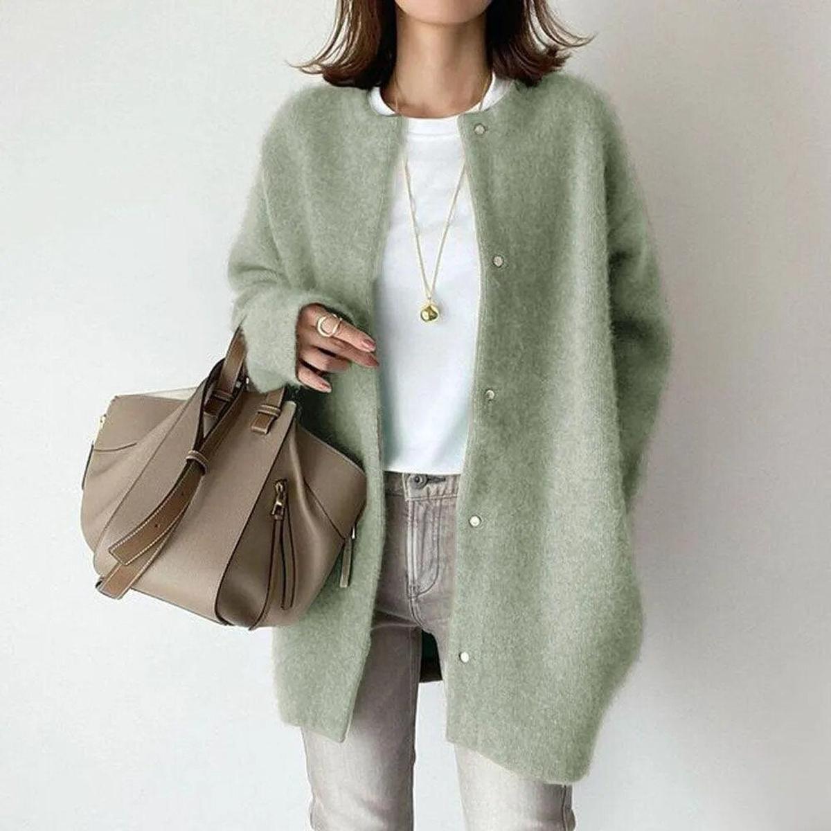 Damen Strickjacke Lässig Oversized mit Knöpfen