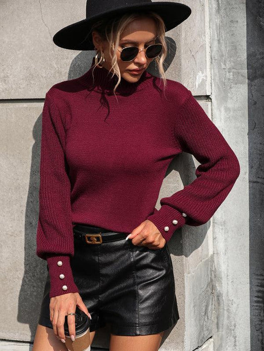 Damen Rollkragenpullover Herbst Strick Mode - IdealeKleiden