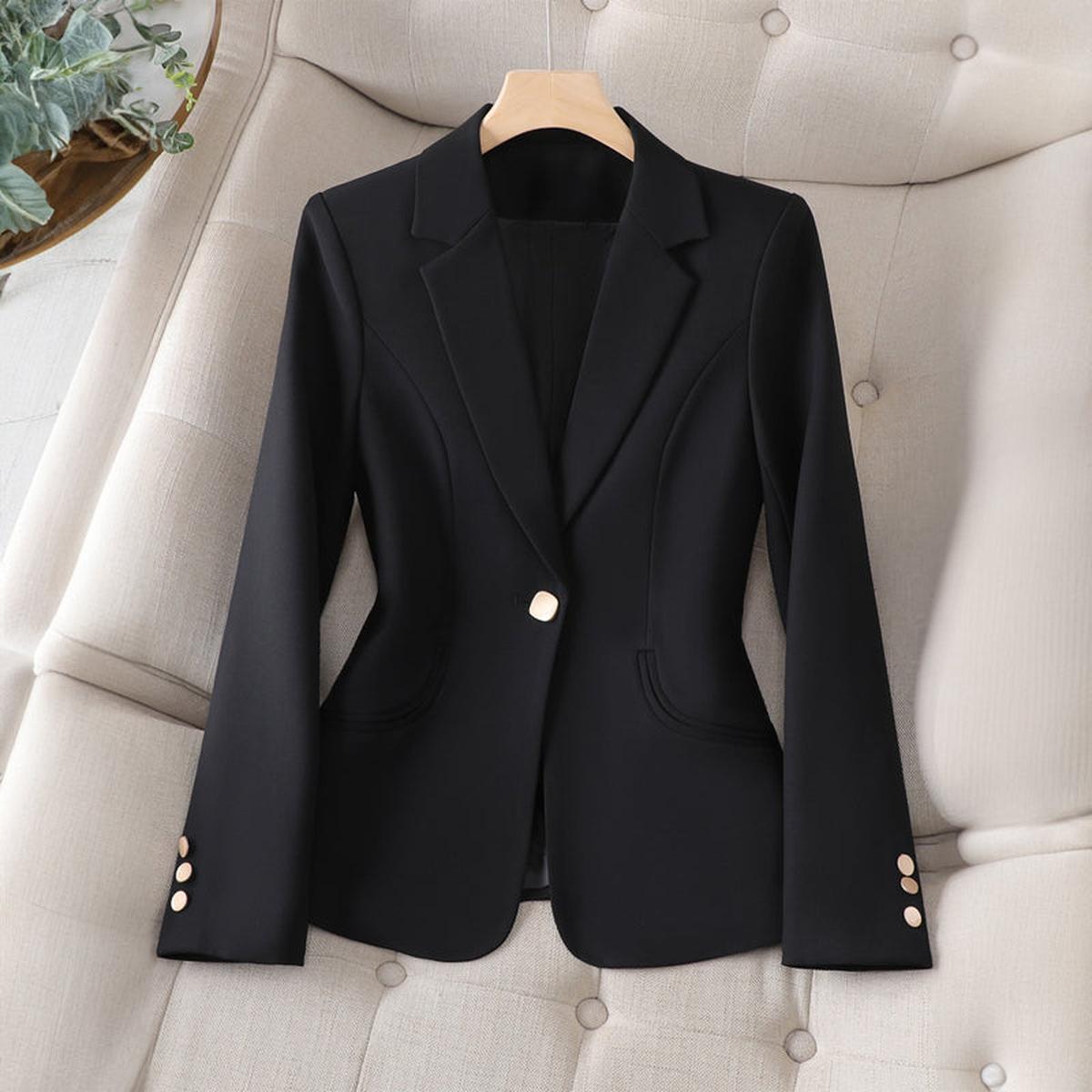 Damen Businessjacke Figurbetont Elegant Schwarz