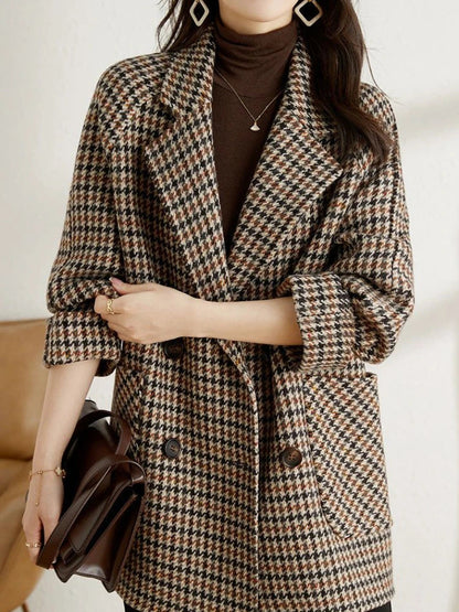 Langer Karierte Blazer Damen - Eleganter Herren Winterstyle