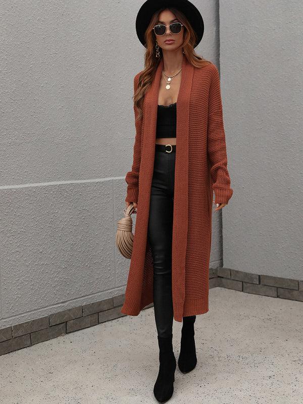 Damen Strickjacke Herbst Lang Elegant Offen