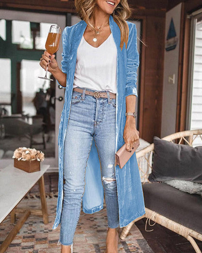 Damen Strickjacke Langarm Offener Vorderteil
