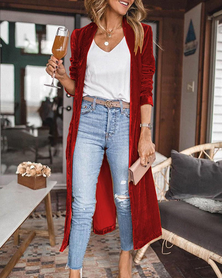 Damen Strickjacke Langarm Offener Vorderteil