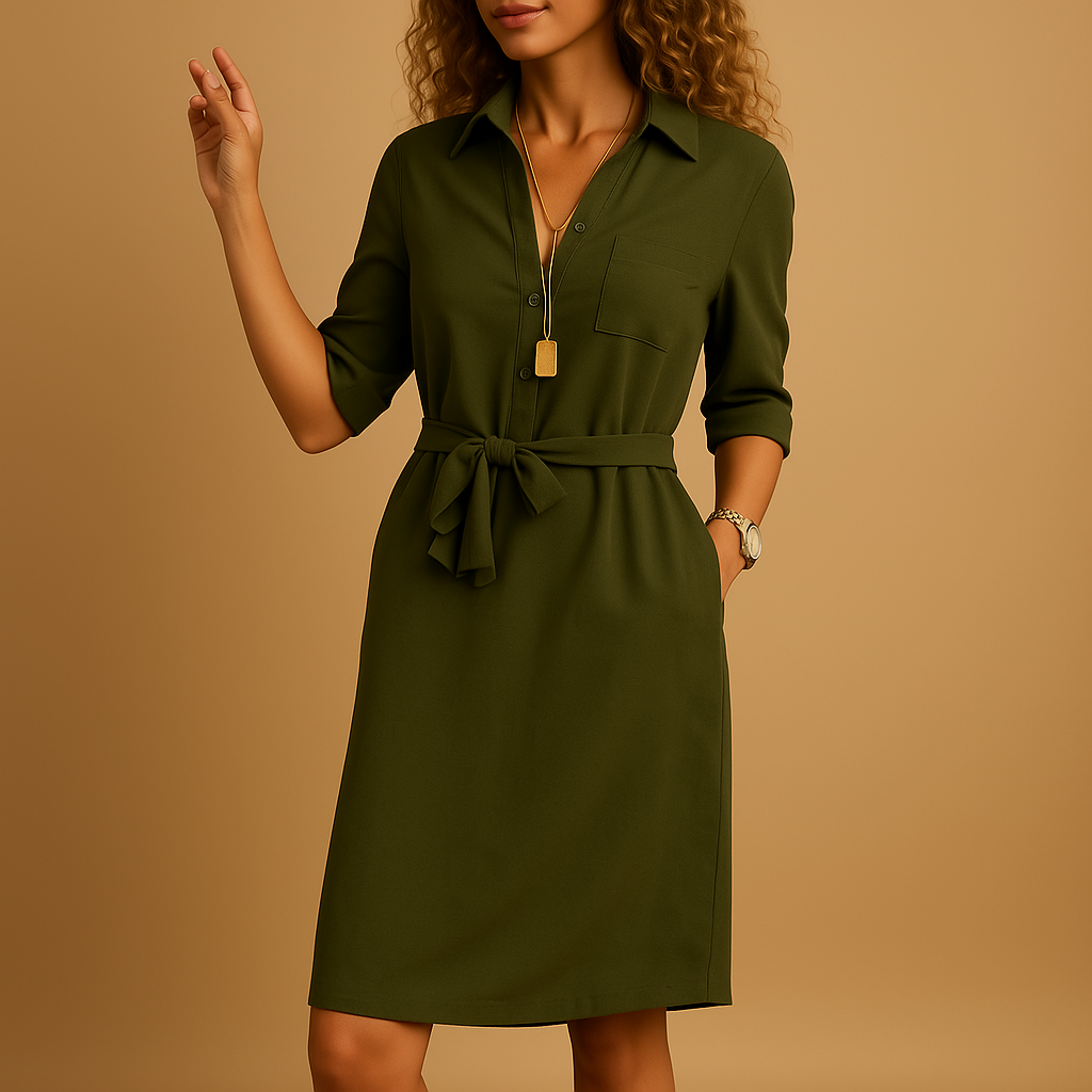Damen Frühlingskleid Blumenmuster Mit Gürtel