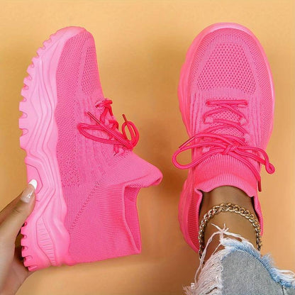 Damen Strick-Schnürschuhe Bequem Laufen