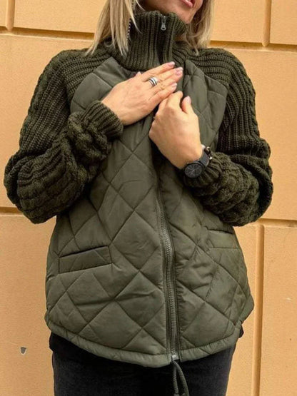 Gesteppte Winterjacke Textile Ärmel Reißverschluss Steppjacke