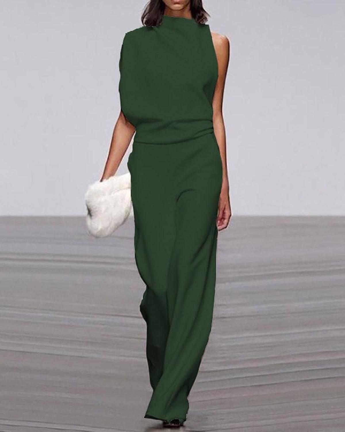 Damen Elegant Asymmetrische Jumpsuit Weite Beine