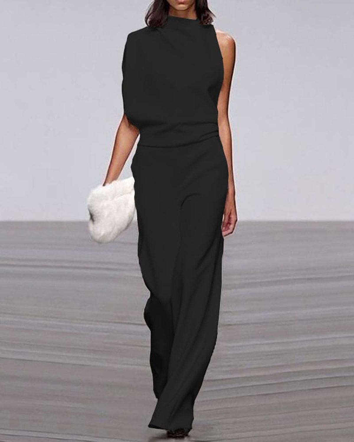 Damen Elegant Asymmetrische Jumpsuit Weite Beine