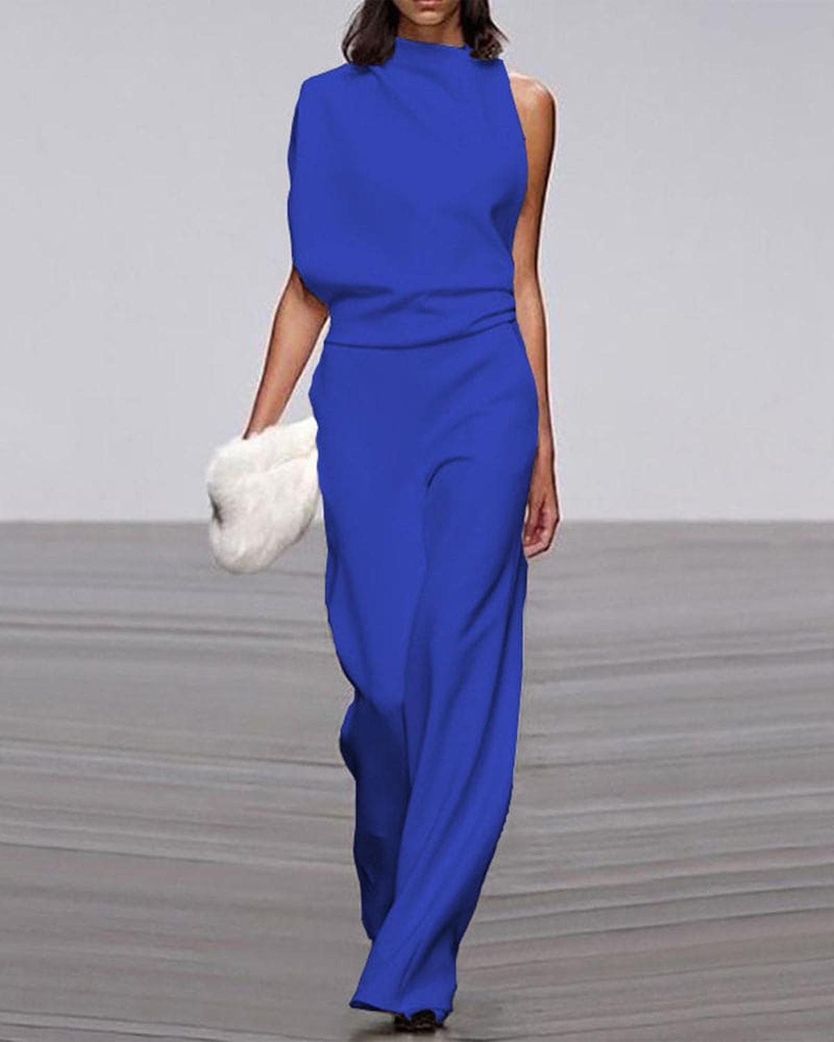 Damen Elegant Asymmetrische Jumpsuit Weite Beine