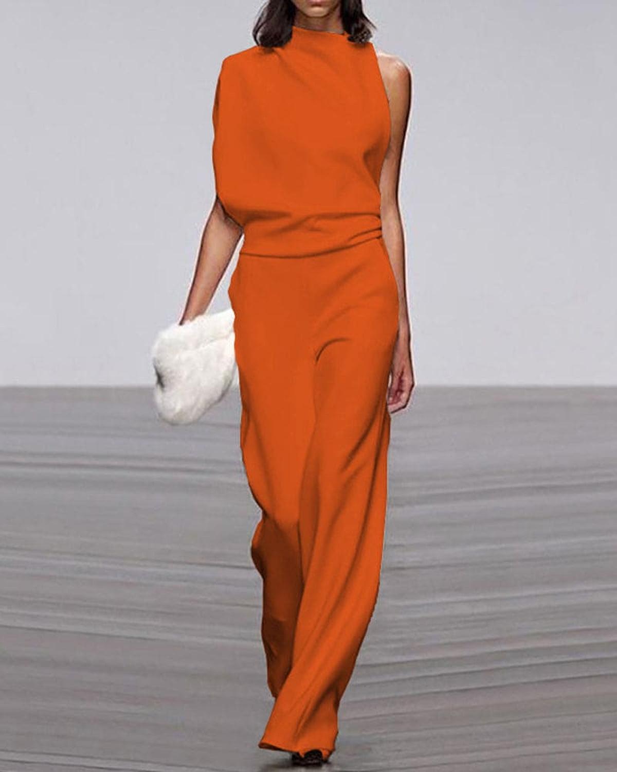 Damen Elegant Asymmetrische Jumpsuit Weite Beine