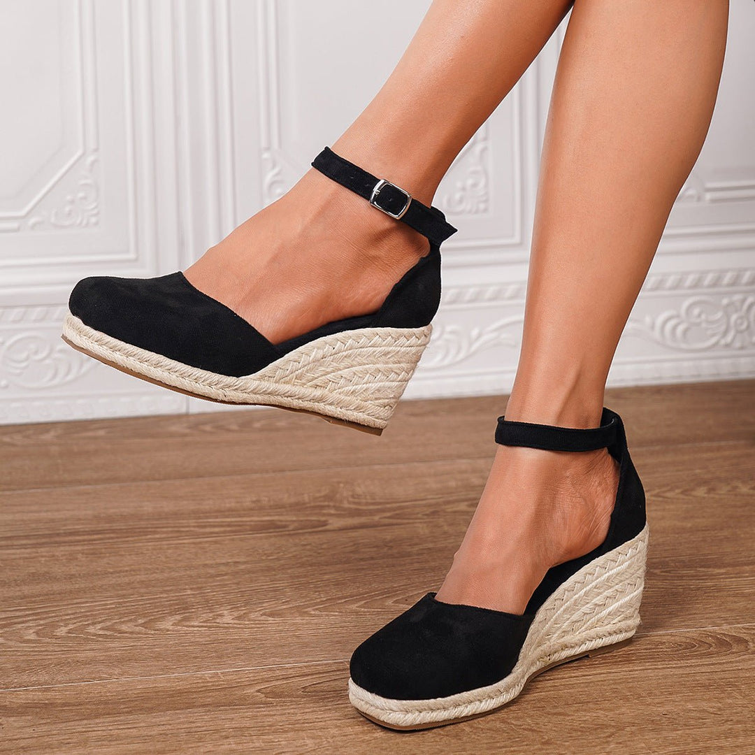 Damen Keilsandalen Mit Knöchelschnalle Bequem
