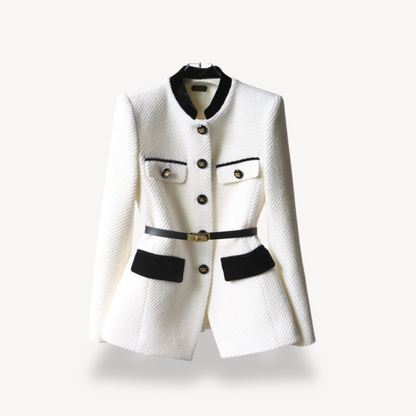 Eleganter Blazer Damen - Samt Effekt & Gold Accents