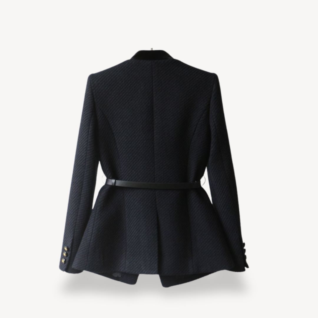Eleganter Blazer Damen - Samt Effekt & Gold Accents - IdealeKleiden
