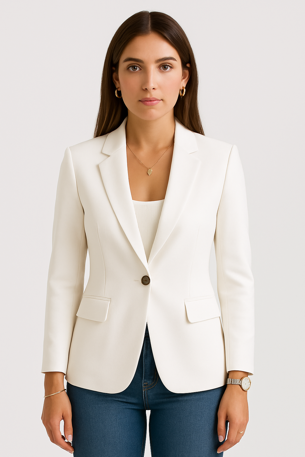 Maßgeschneiderter Blazer Slim Fit Weiß Elegant
