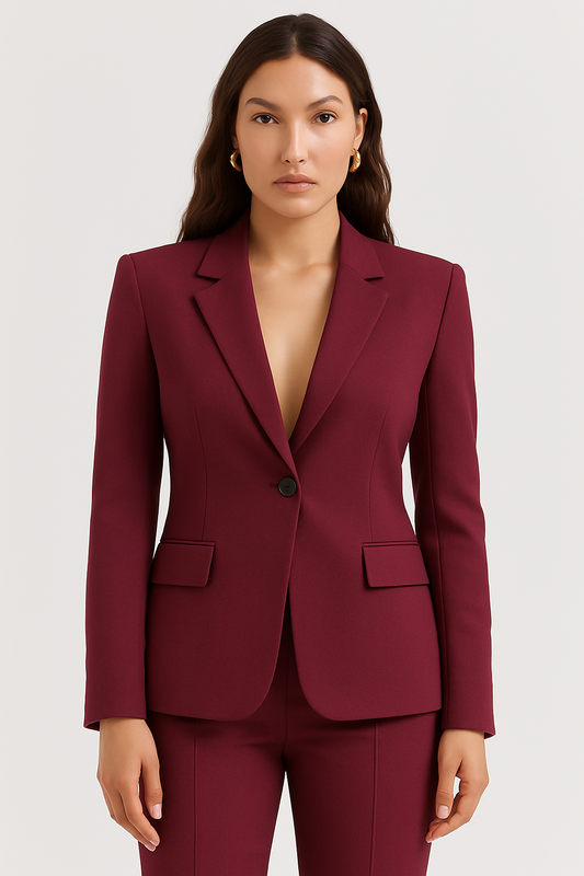 Eleganter Blazer Slim Fit Weinrot - IdealeKleiden