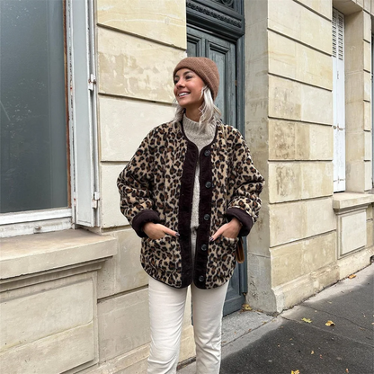 Modische Damenmantel Leopardenmuster Jacke Trendy