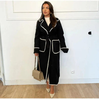 Elegante Damenmantel Revers Tasche Modern