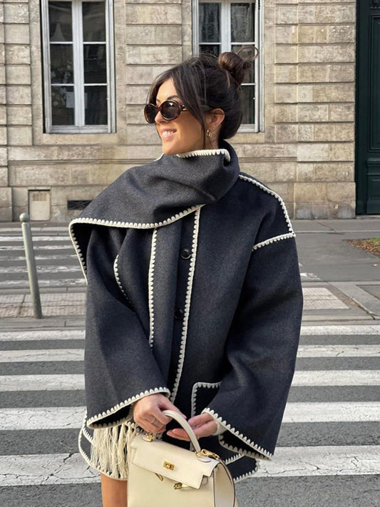 Übergroße Damenjacke mit Schalkragen Elegantes Design - IdealeKleiden
