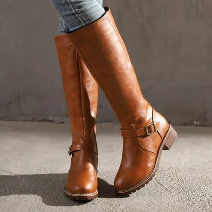 Knöchel Stiefel Elegant Schnalle Robustes Leder - IdealeKleiden
