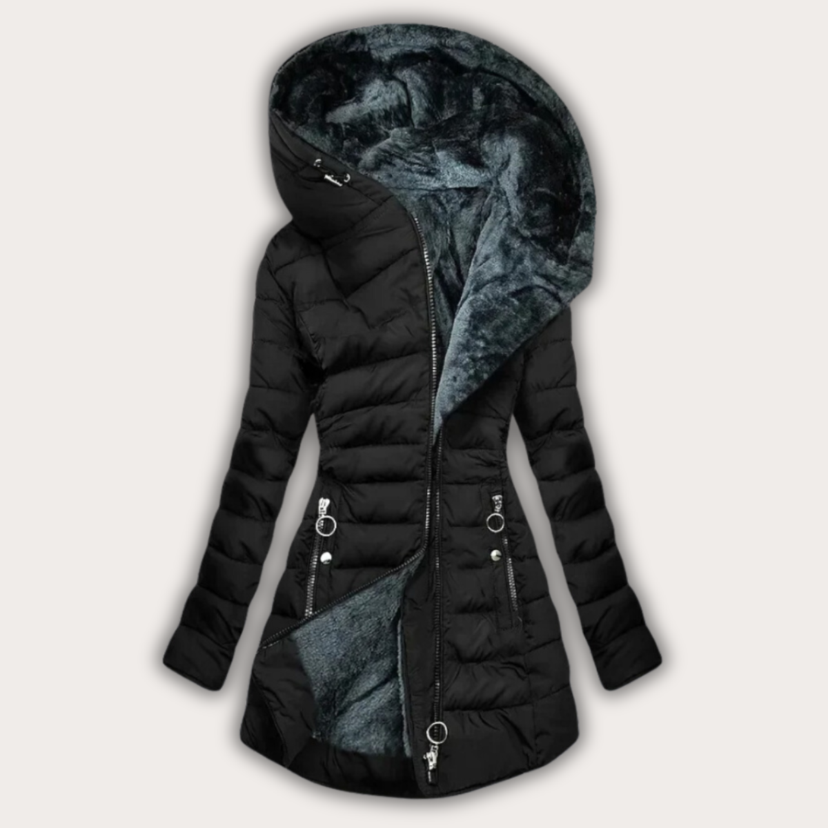 Elegante Daunenjacke Damen Warm Pelzkapuze