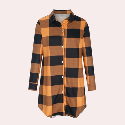Herbstjacke Damen Karomuster Midi Länge