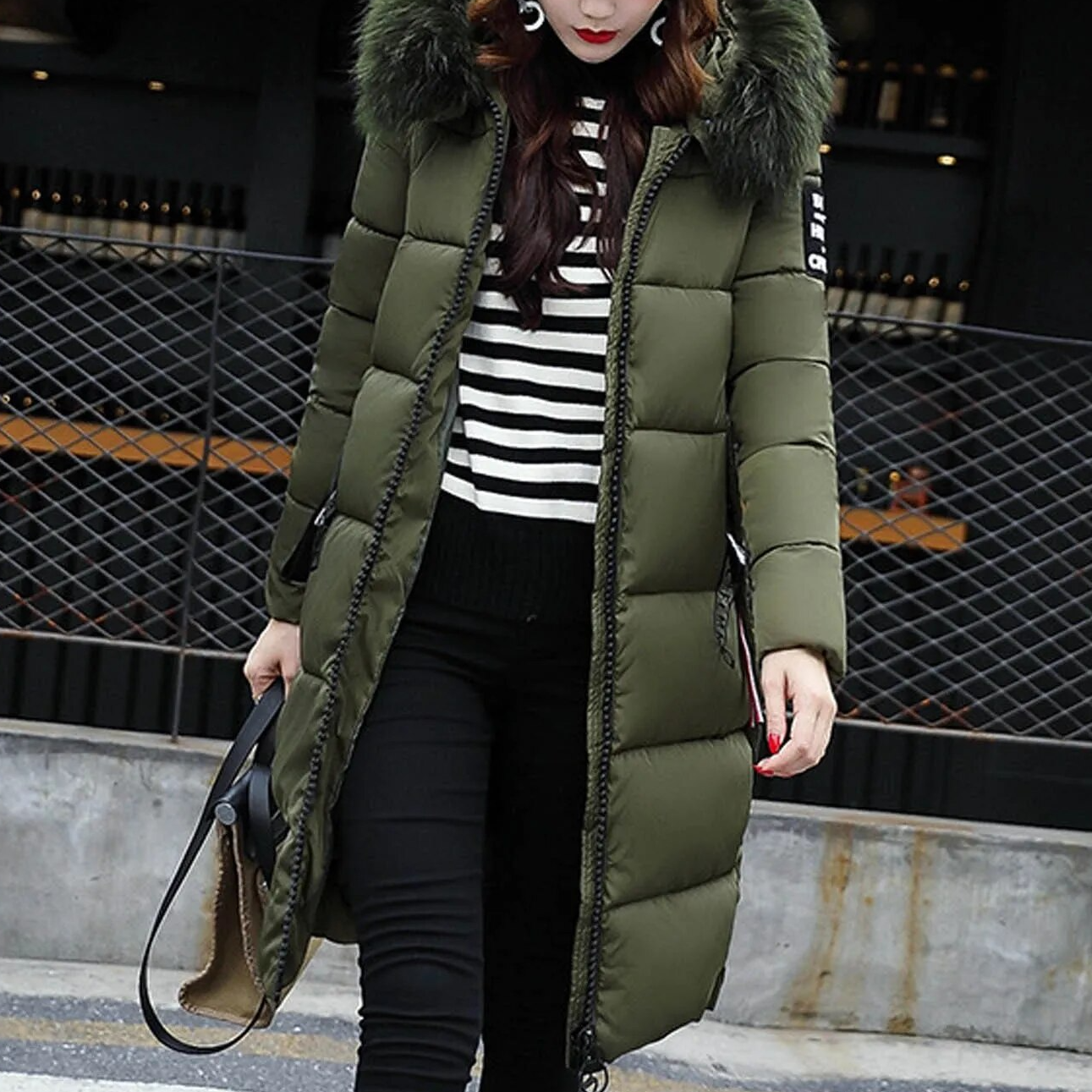 Damen Winterjacke Lang Elegant Frauen