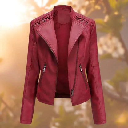 Stylische Lederjacke Schulternaht Design