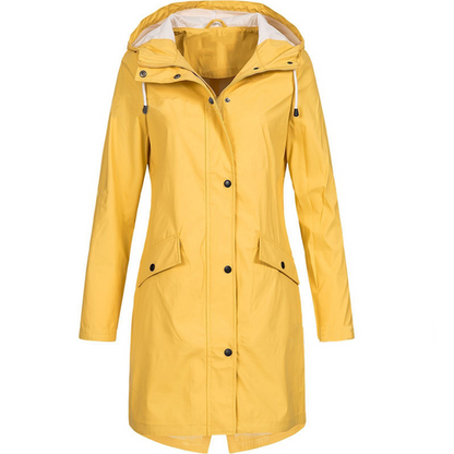 Wasserdichte Outdoorjacke Lang Schwarz Winddicht