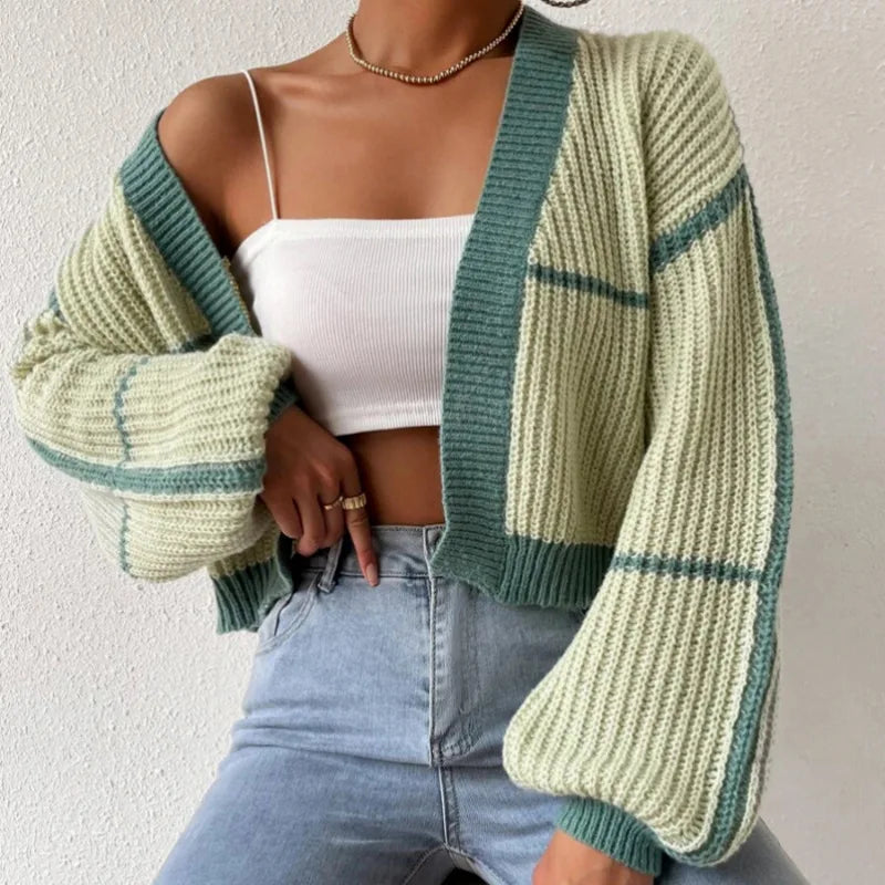 Damen Strickjacke Langärmlig Bunt