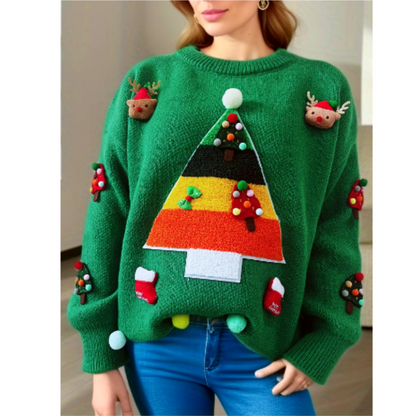 Weihnachtspullover Damen Strickwarm