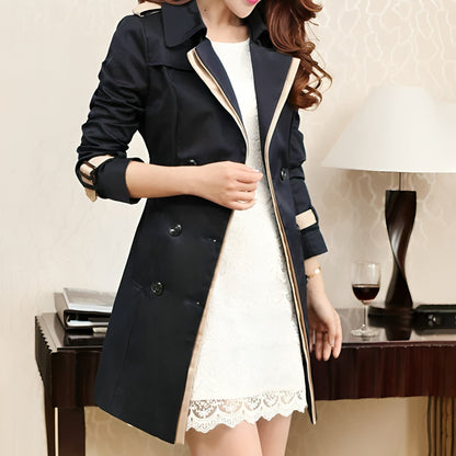 Eleganter Trenchcoat Slim Fit Knielang - IdealeKleiden
