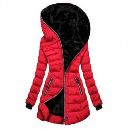 Winterjacke Damen Gepolstert Warm Kapuzenjacke Lang